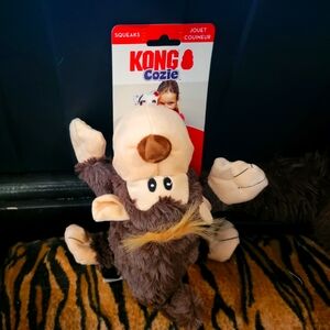 KONG Cozie Plush Monkey Dog Toy - Brown and Cream Sz Med Ea.